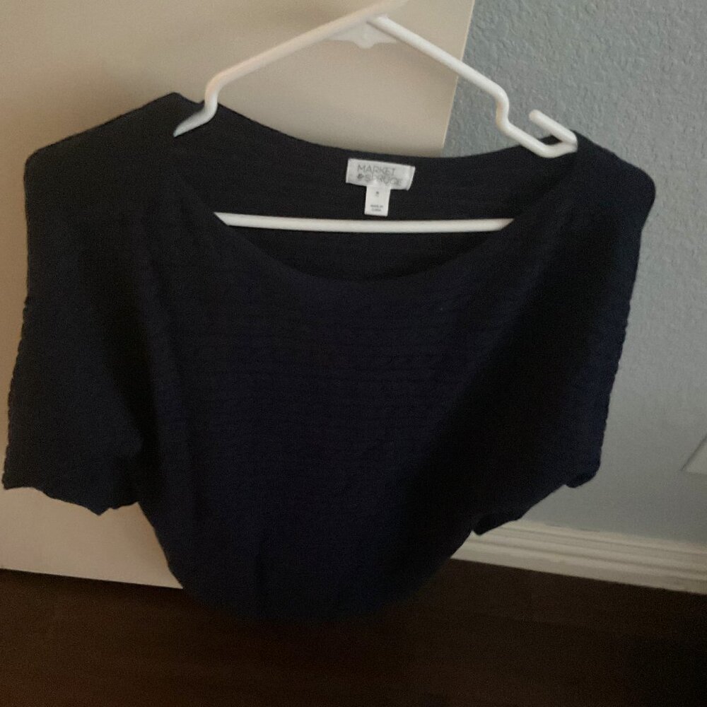 Market Spruce Reviera Cable Knit Dolman Sweater Navy Blue M preowned